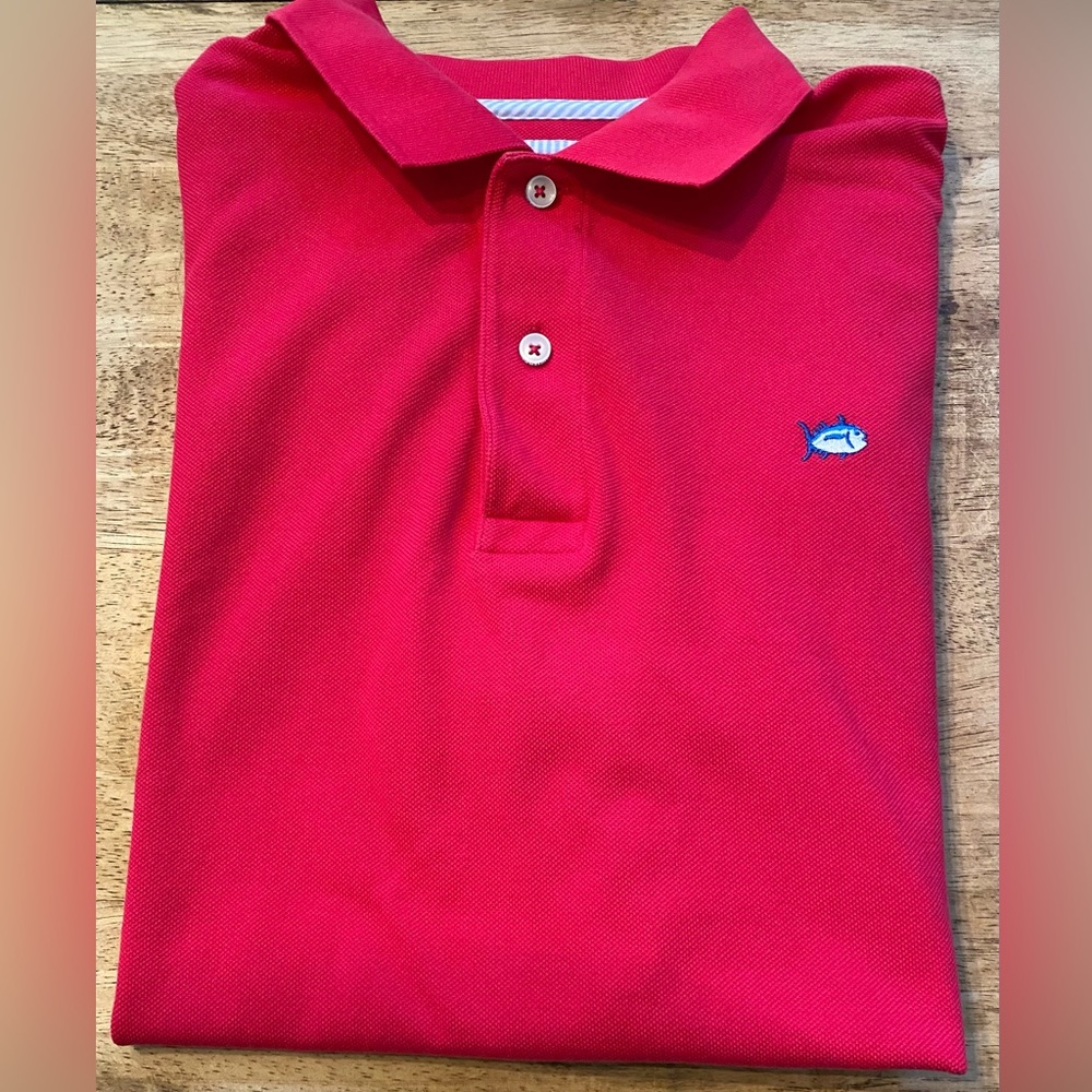 Southern‎ Tide Men’s Size Large Hot Pink Cotton Blend Skipjack Short Sleeve Polo
